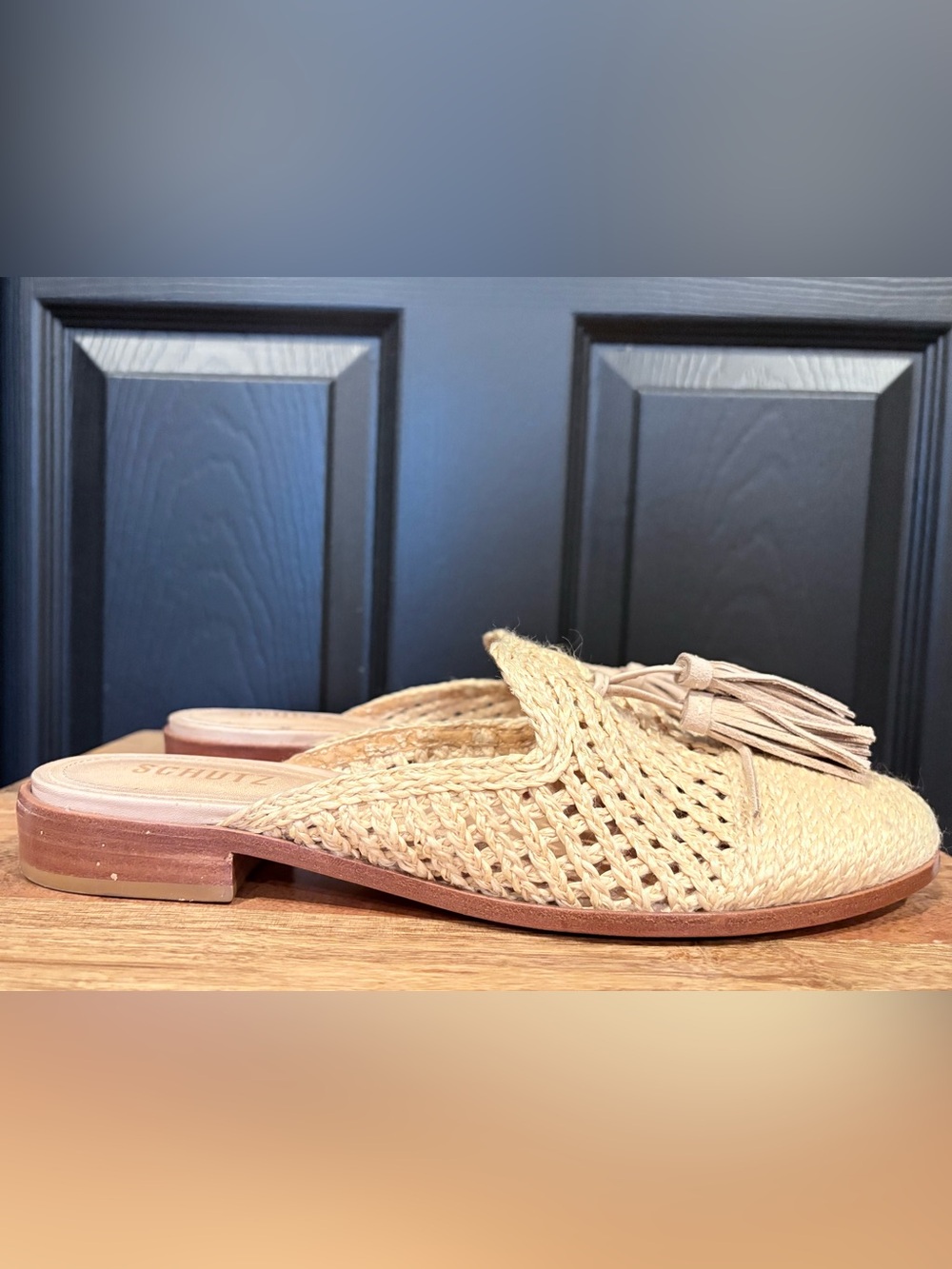 Schutz Polyni Woven Tassel Slide Natural 9.5 - Picture 11 of 12